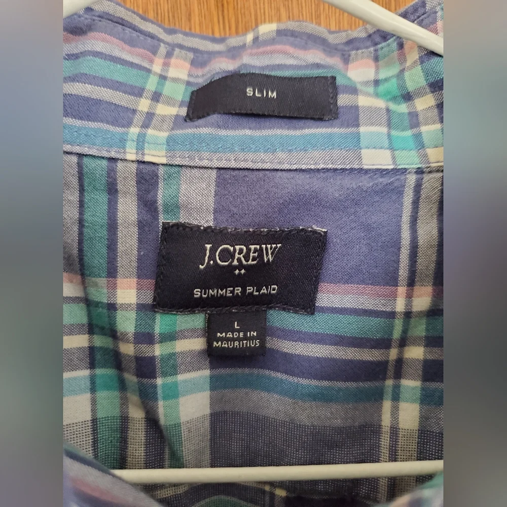 J. Crew | Men's L | Purple Summer Plaid Slim Long Sleeve Button Down